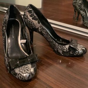 Hollywould for Target silver sequin with black lace heels. Like new!